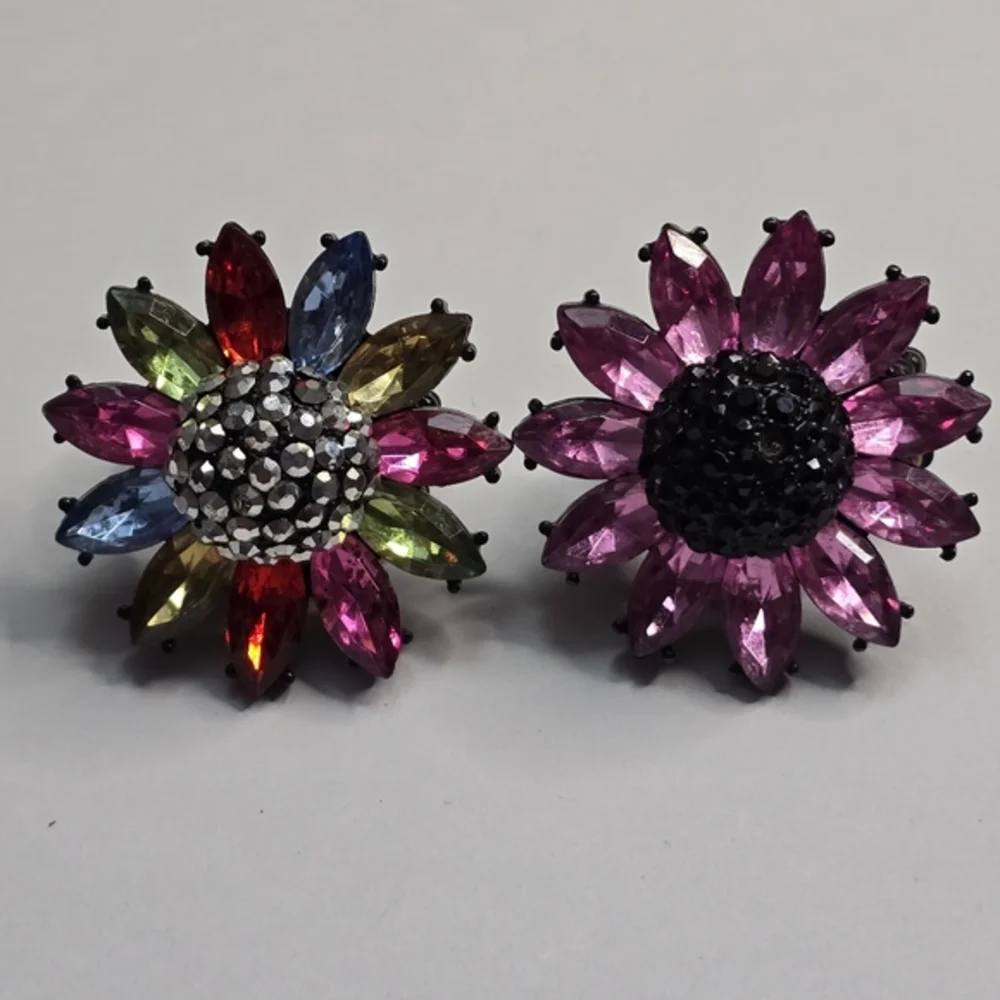 Flower Statement Ring Multicolor Rhinestone Floral‎ Cocktail Ring Jewelry